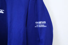 画像をギャラリービューアに読み込む, Canterbury OLYMPUS カンタベリー オリンパス 長袖 ラガーシャツ ポロシャツ ブルー 古着