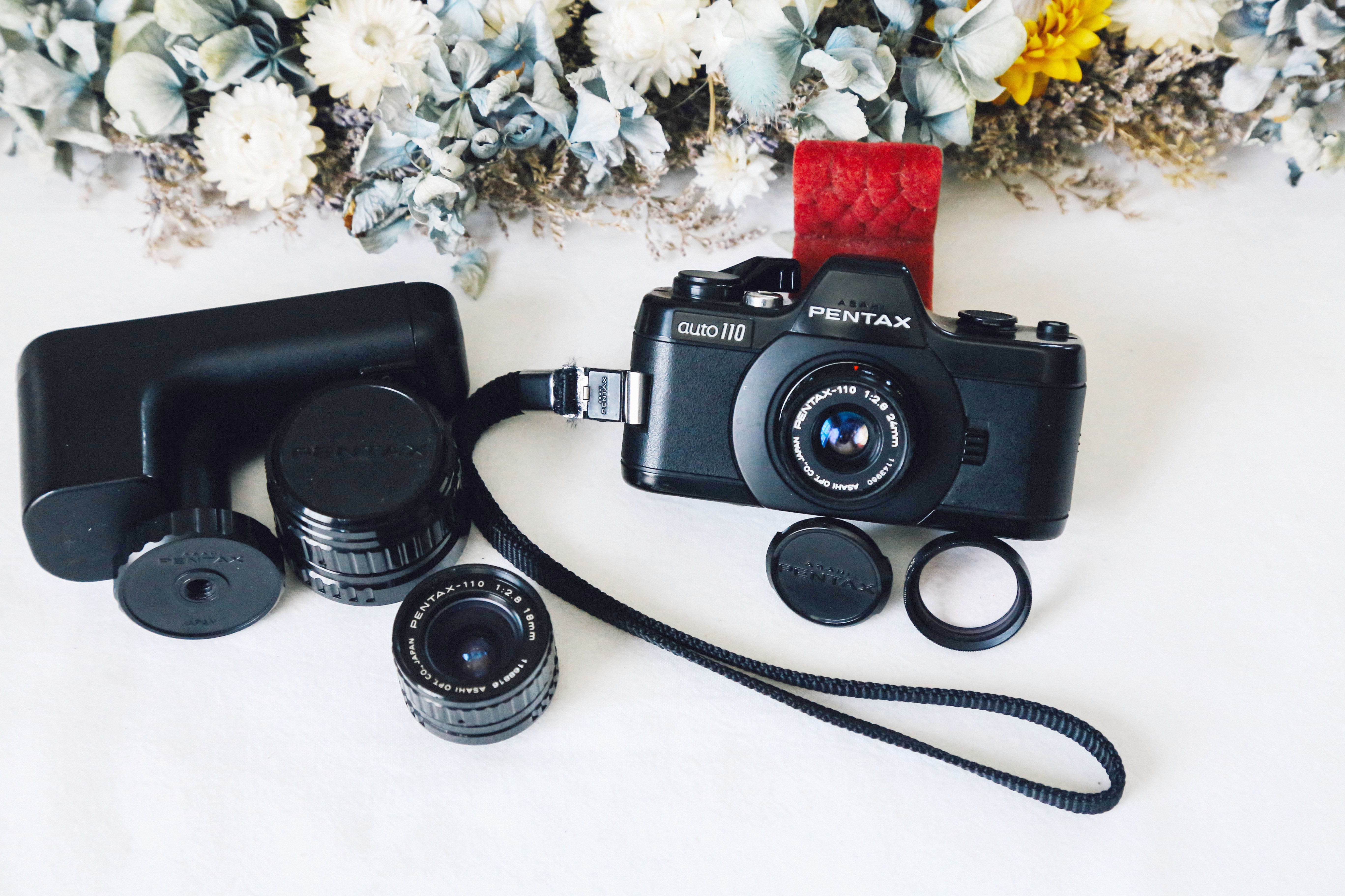 PENTAX auto110 フィルムカメラ レンズ セット 管理No.※r2※ 📸 PENTAX Auto110 レンズ3本付きセット❗️ 110フィルム対応