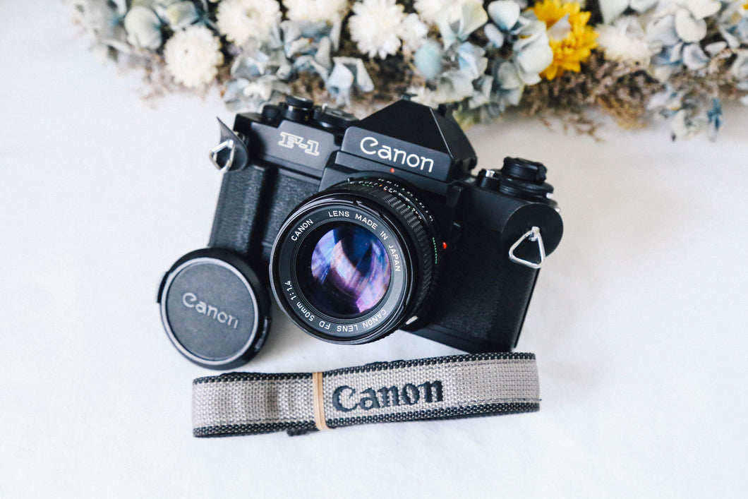 Canon New F-1 アイレベルファインダー ＆ New FD 50mm F1.4 セット + 純正ストラップ付き